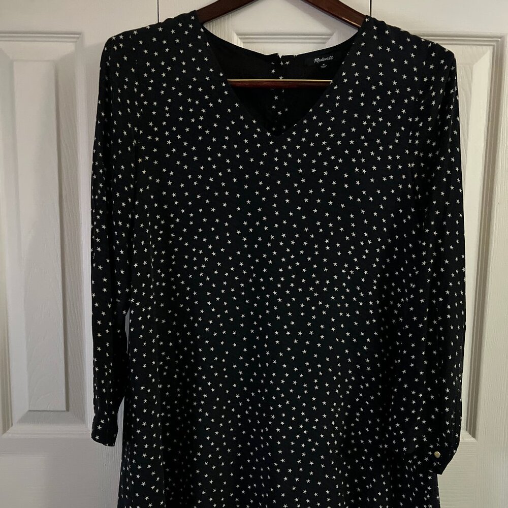 Madewell 100% Silk Star Print Dress Size M